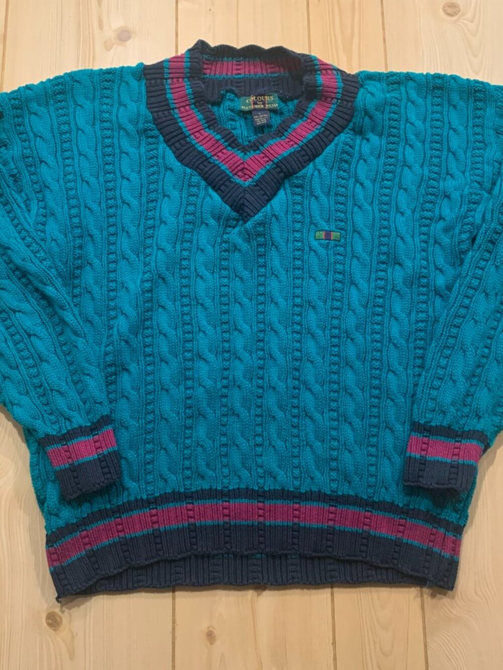 Vintage 90s Alexander Julian Colours Retro Hipster Indie Thick Knit Sweater L